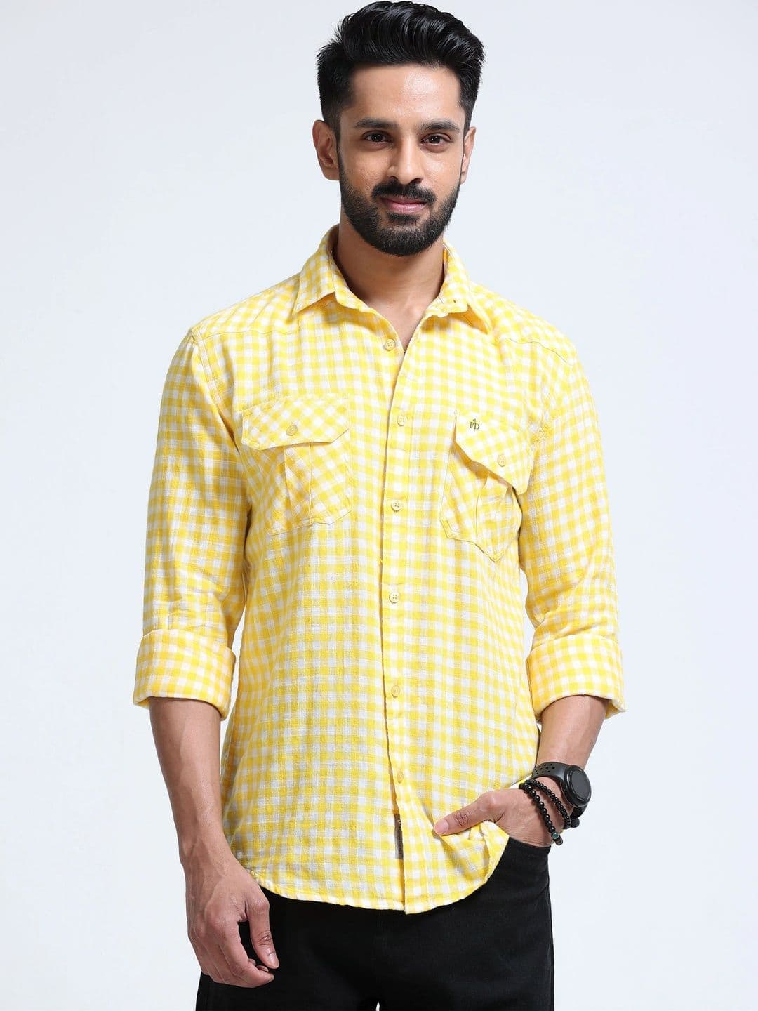 FashionDistrict Men Comfort Gingham Checks Sheer Checked Casual Shirt thumbnail 4