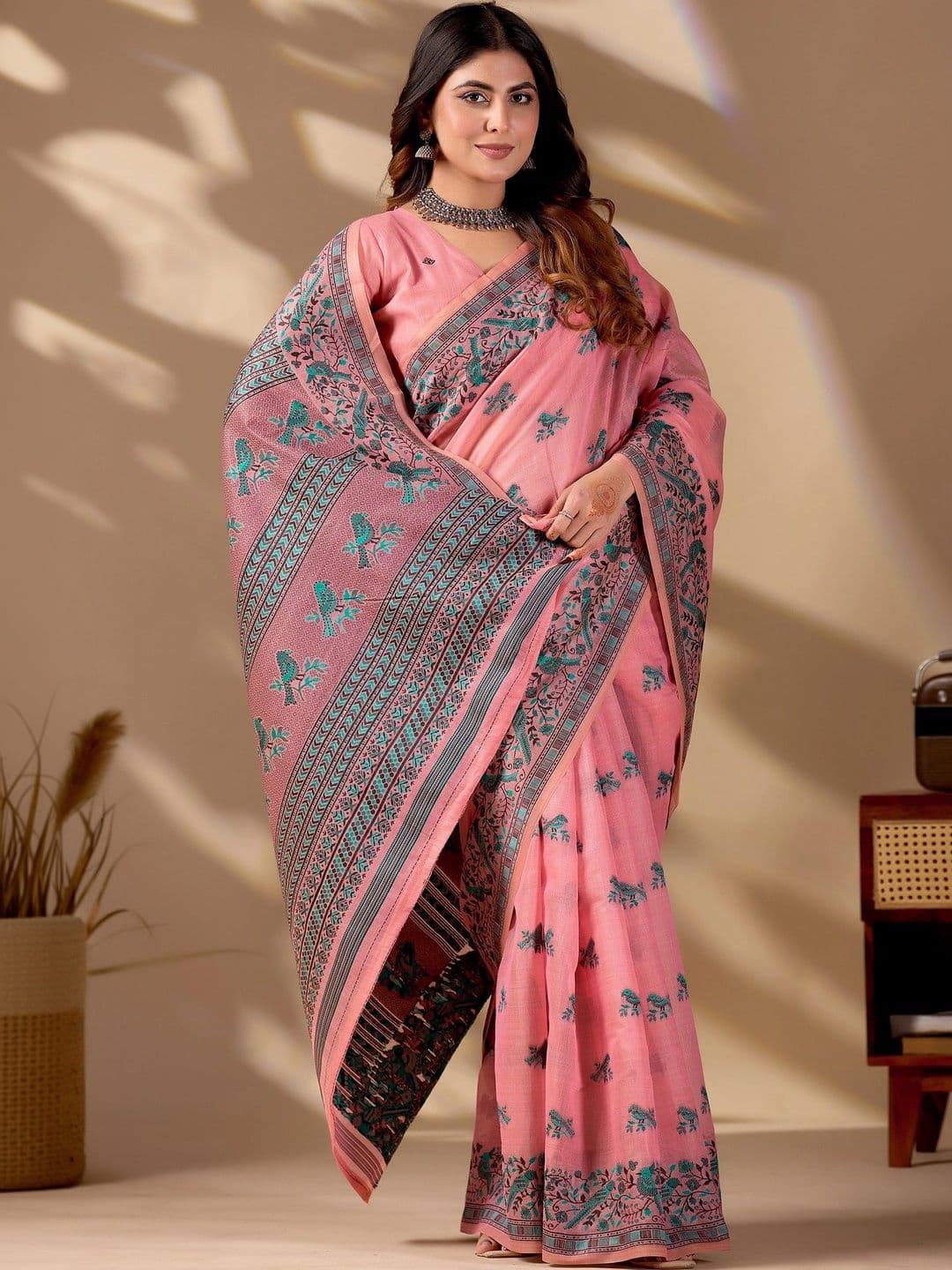 ERIKA Woven Design Pure Cotton Designer Bhagalpuri Saree thumbnail 6