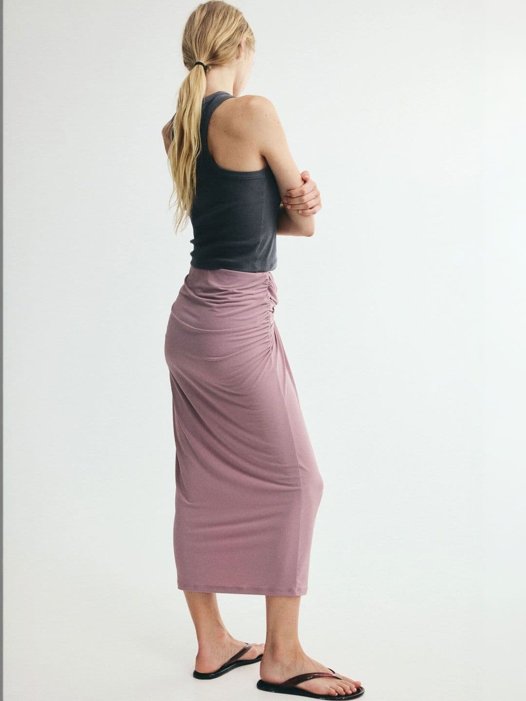 H&M Women Draped Midi Straight Skirt thumbnail 5