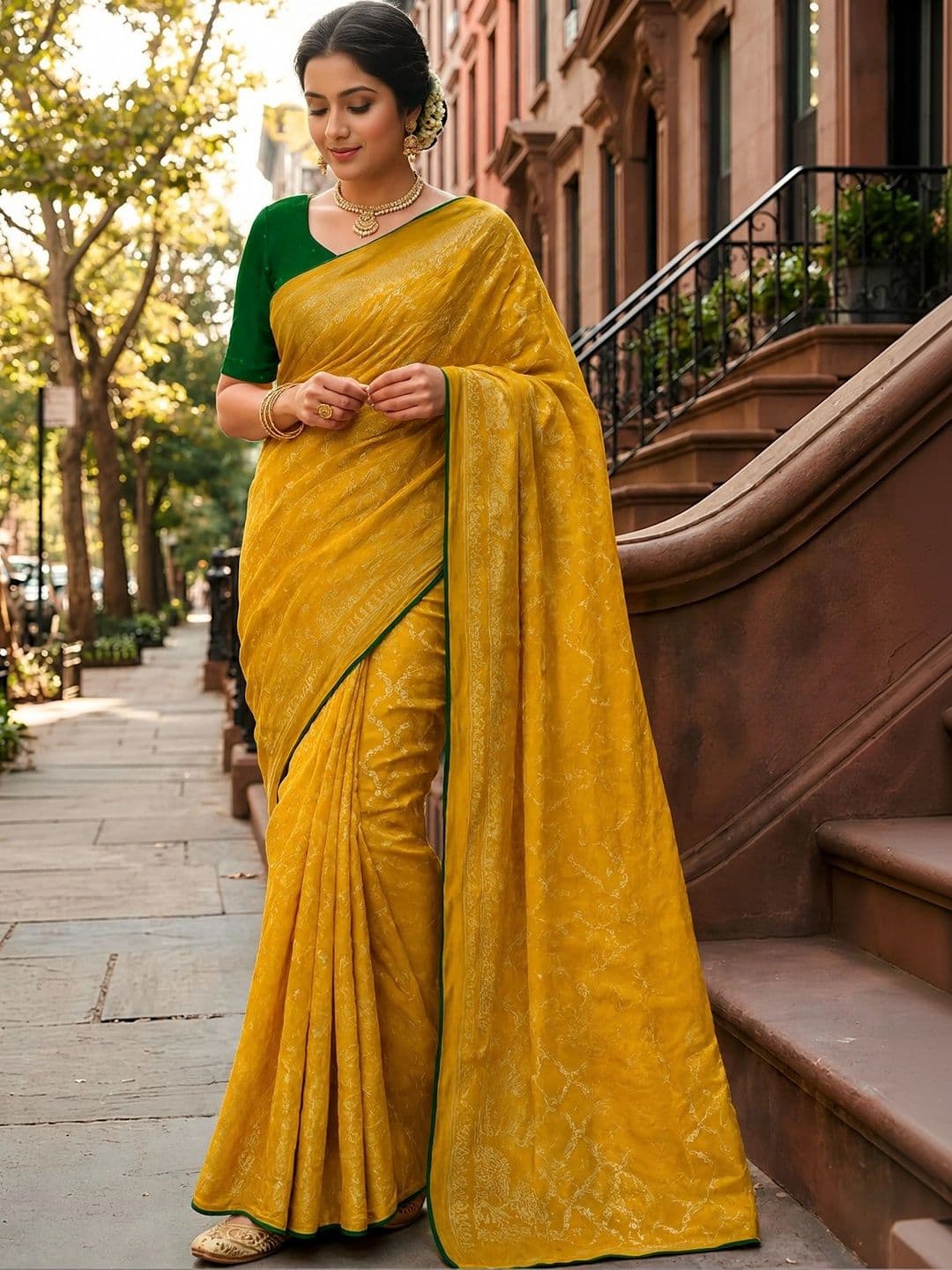 Jaipur Vogue Woven Design Zari Silk Blend Bandhani Saree - view 1