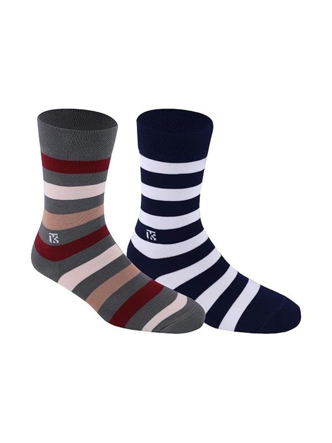 Kikitoes Men Pack of 2 Assorted Striped Calf Length Socks - view 1