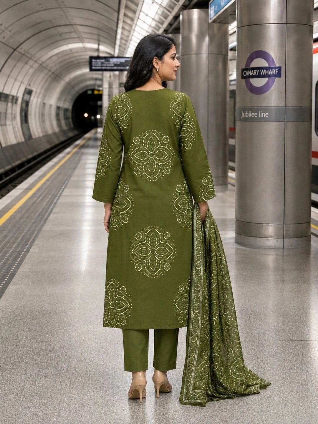 Berrylicious Women Ethnic Motifs Printed Regular Thread Work Pure Cotton Kurta with Trousers & With Dupatta thumbnail 3