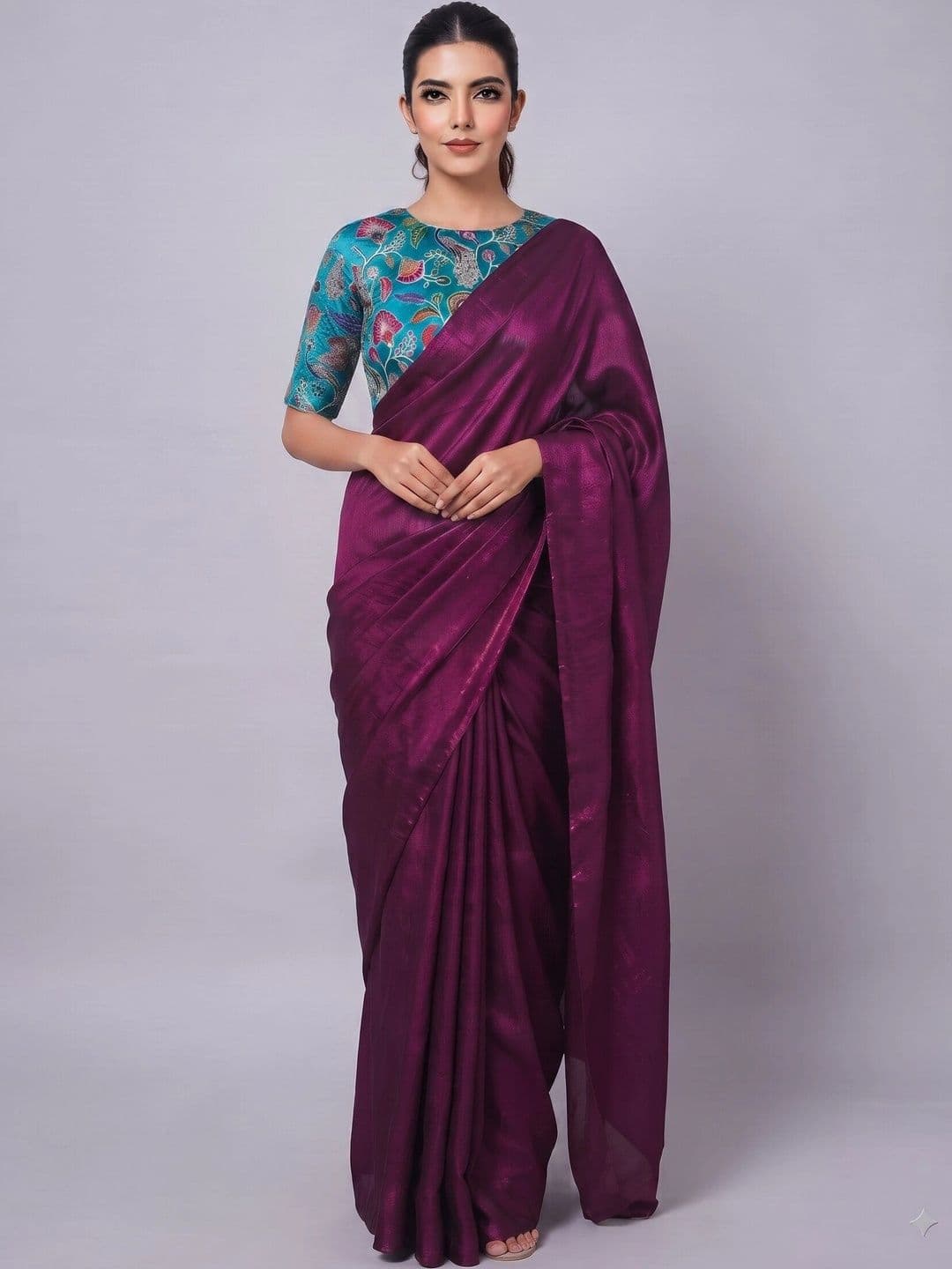 TRUSTED RAJVEER Embroidered Satin Saree - view 1