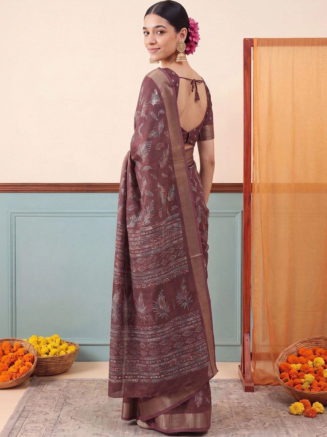 Anouk Zari Silk Blend Designer Saree thumbnail 3