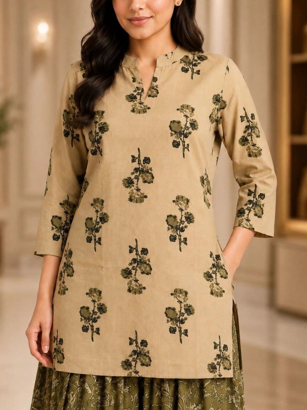 AAYUFAB Women Floral Printed Regular Pure Cotton Kurta with Patiala thumbnail 2