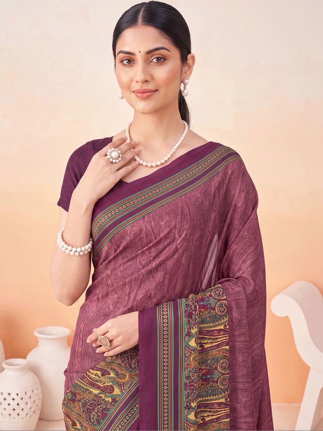 Anouk Ethnic Motifs Poly Crepe Designer Saree thumbnail 6
