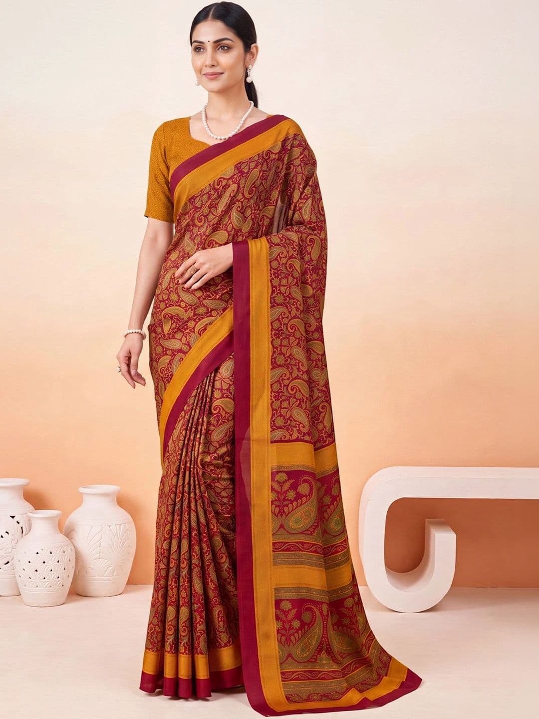 Anouk Paisley Poly Crepe Designer Saree - view 1