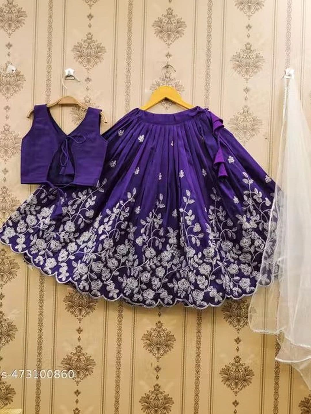 KALINI Girls Embroidered Thread Work Ready to Wear Lehenga & Blouse With Dupatta thumbnail 5