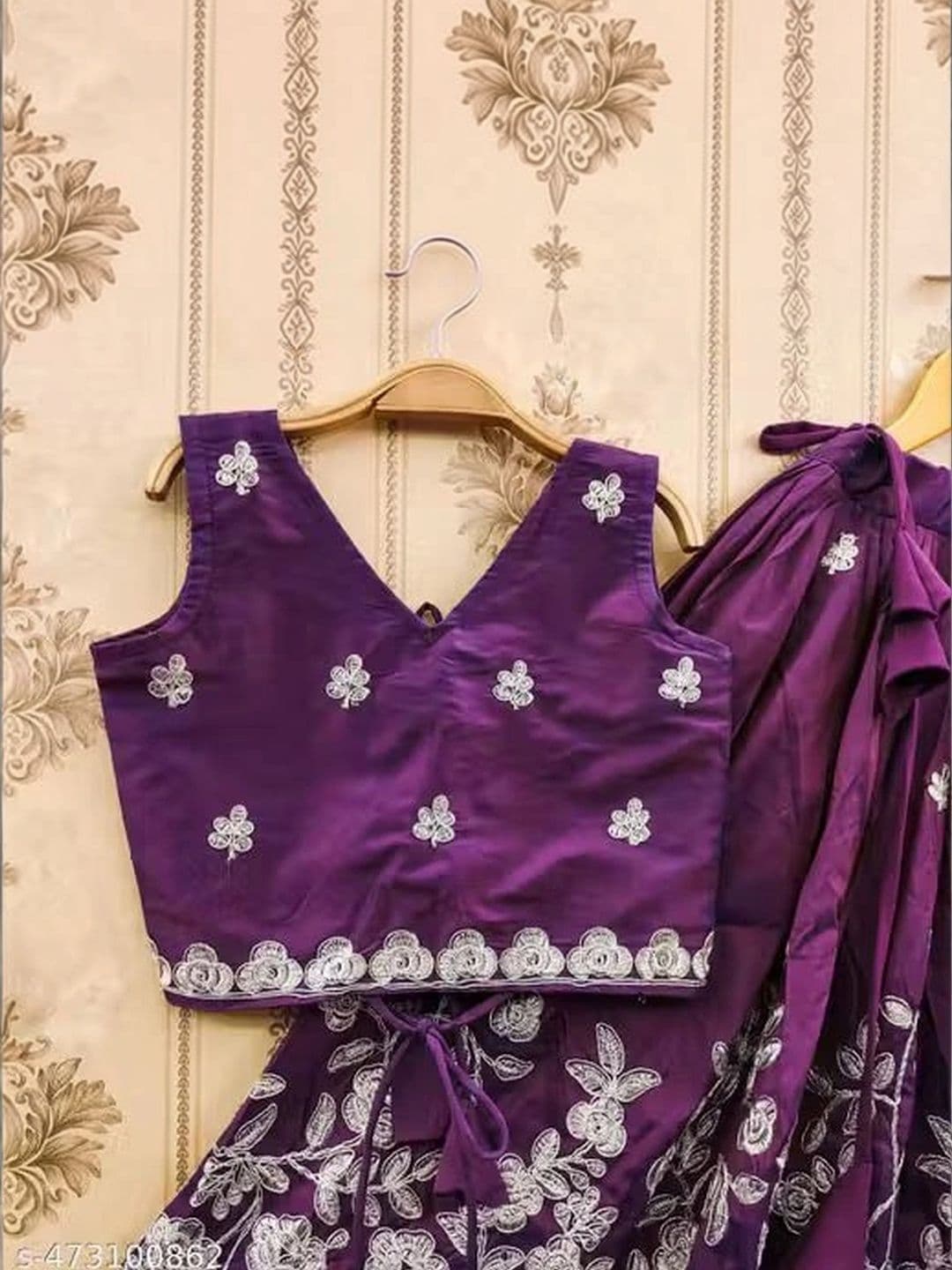 KALINI Girls Embroidered Thread Work Ready to Wear Lehenga & thumbnail 5