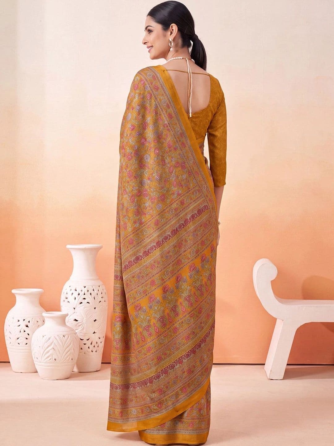 Anouk Floral Poly Crepe Designer Saree thumbnail 5