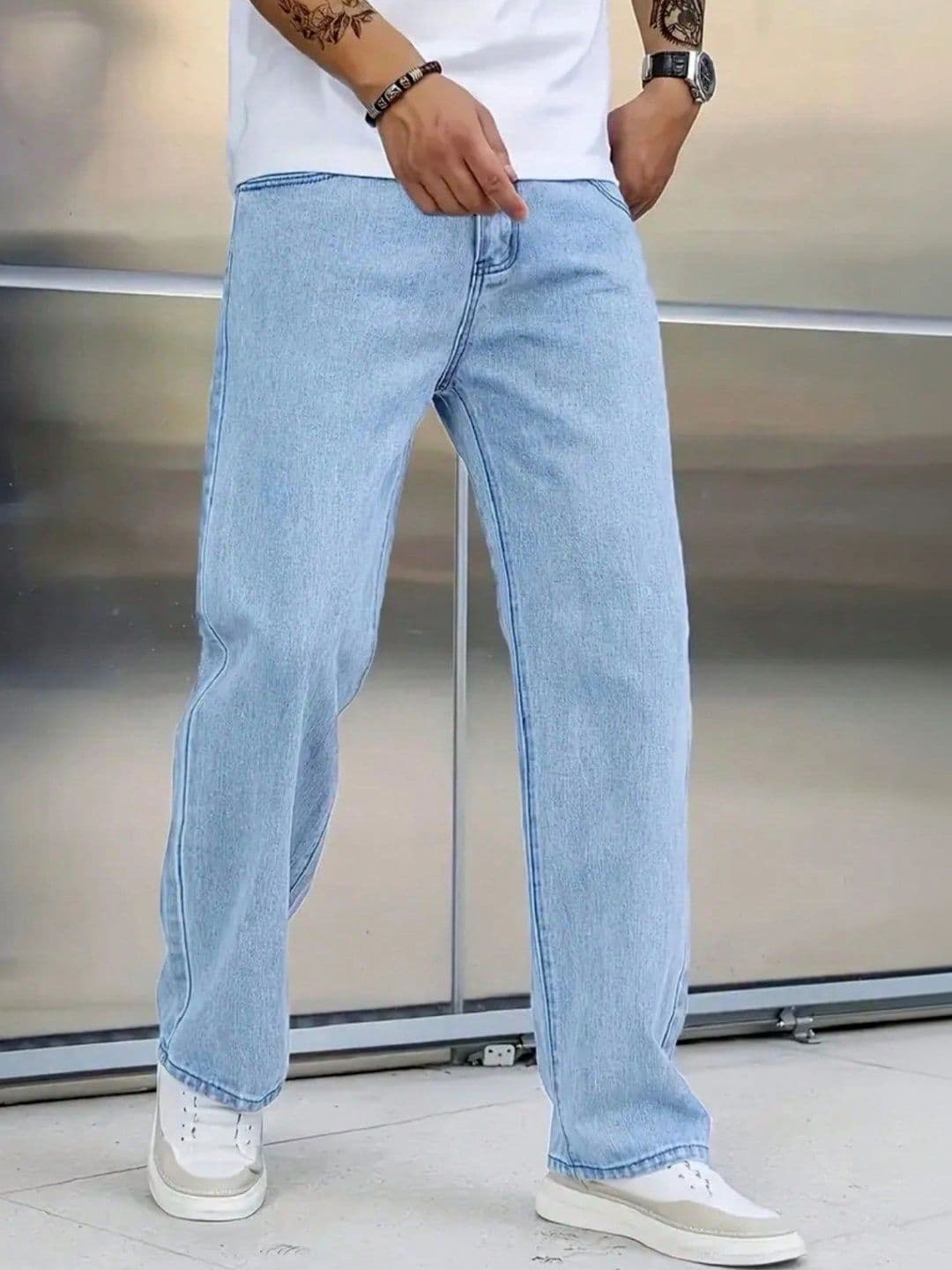 PINKLIT Men Straight Fit Mid-Rise Jeans thumbnail 3