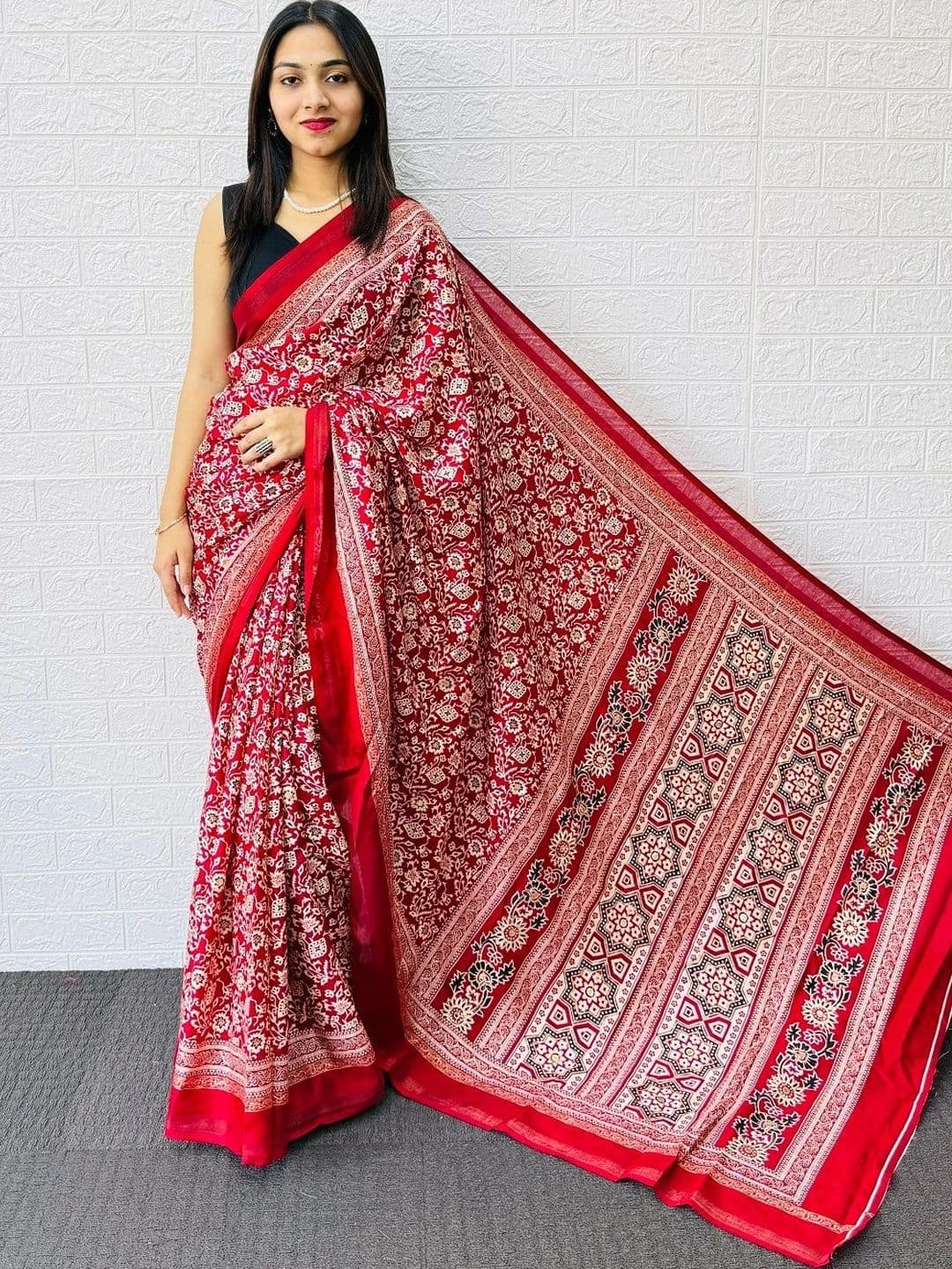 FABBRITY Paisley Mirror Work Pure Cotton Designer Saree thumbnail 2