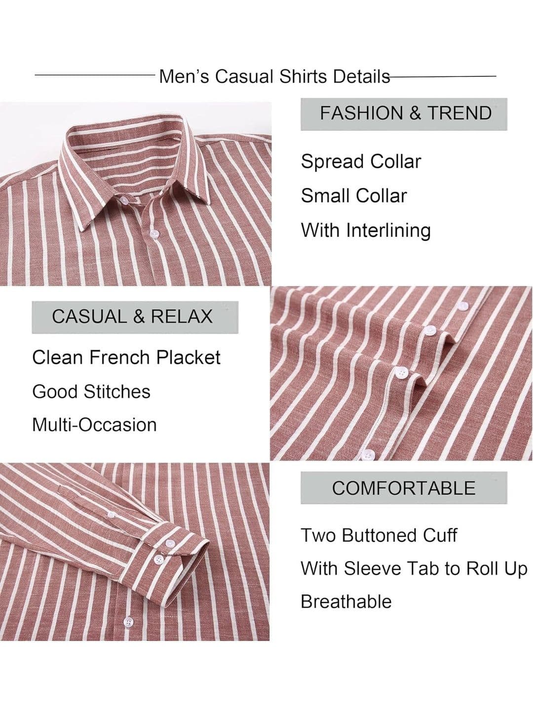 Fifth U Men Standard Striped Casual Shirt thumbnail 2