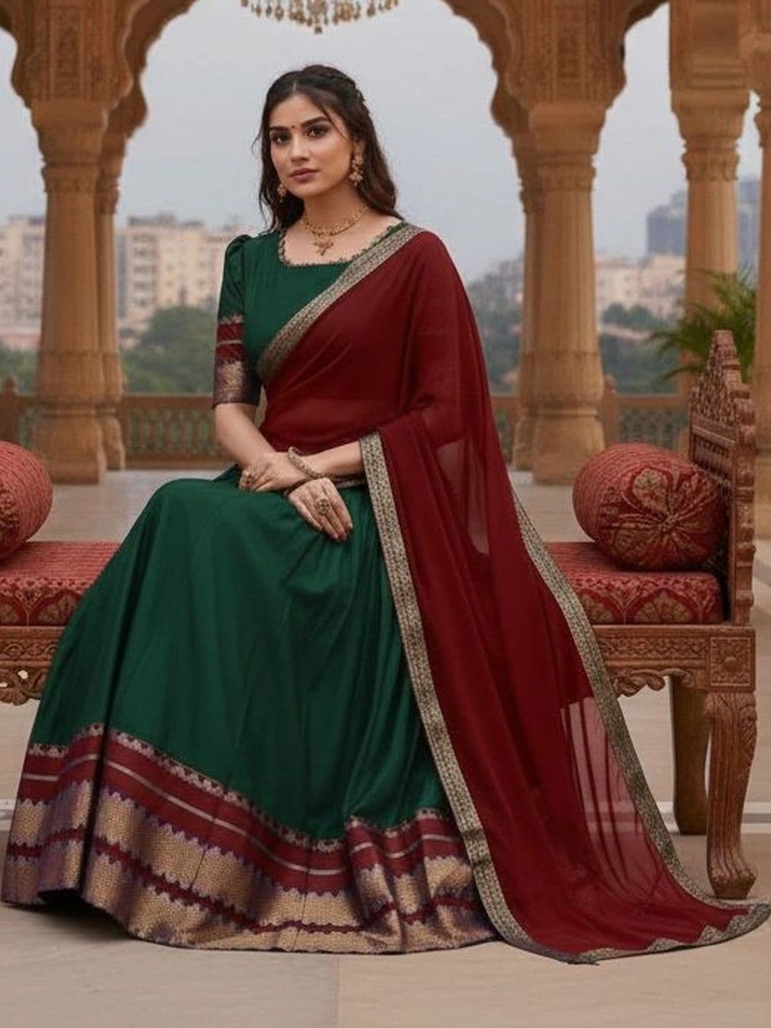 HERE&NOW Unstitched Lehenga & Blouse With Dupatta thumbnail 2