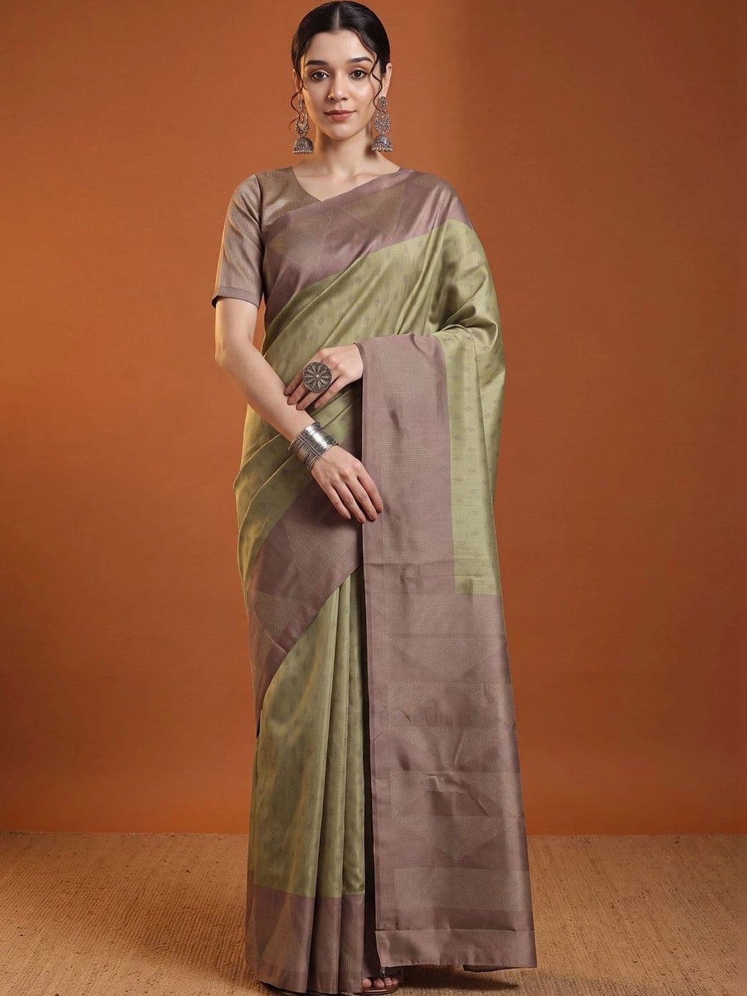 Anouk Woven Design Silk Blend Designer Tussar Saree - view 1