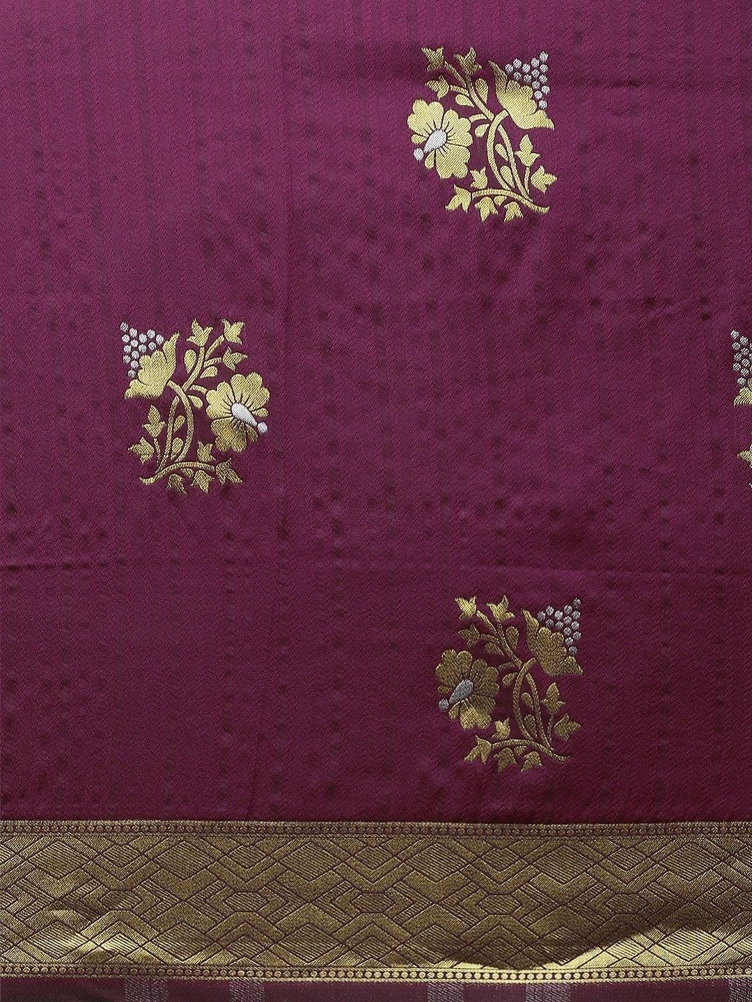 Dhaaga Ghar Women Floral Zari Art Silk Banarasi Saree thumbnail 6