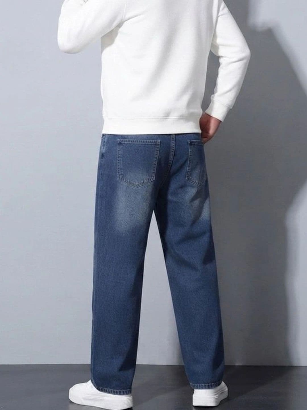 PINKLIT Men Wide Leg Mid-Rise Medium Shade Jeans thumbnail 7