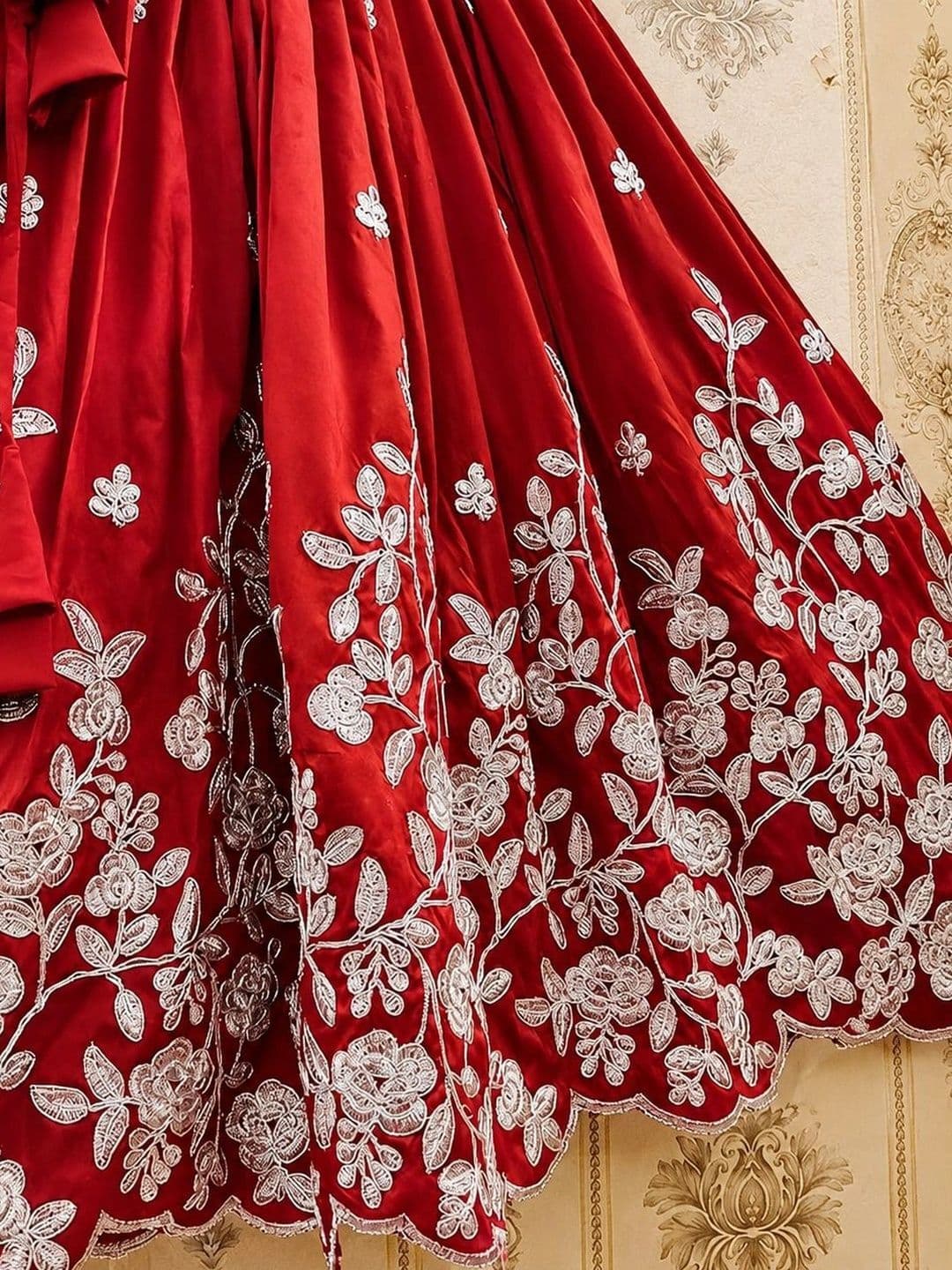KALINI Girls Embellished Thread Work Ready to Wear Lehenga & thumbnail 2