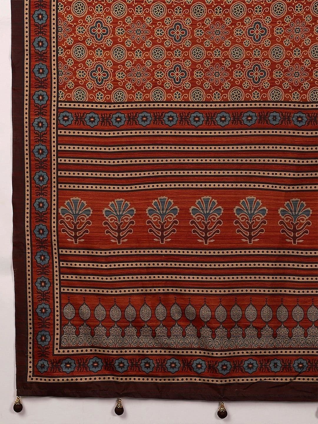 Anouk Ajrak Block Silk Blend Designer Block Print Saree thumbnail 2