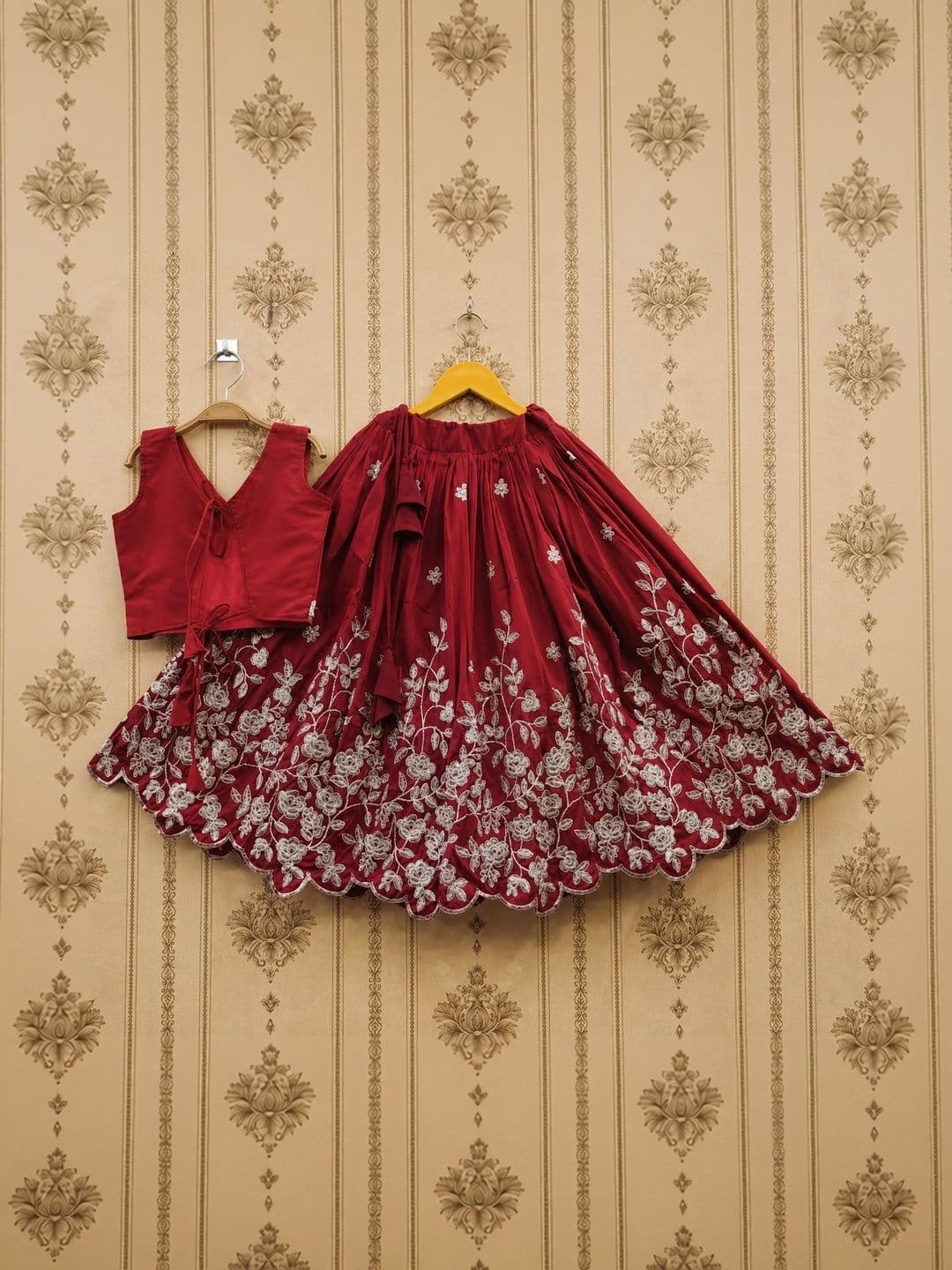 KALINI Girls Embroidered Thread Work Ready to Wear Lehenga & thumbnail 6