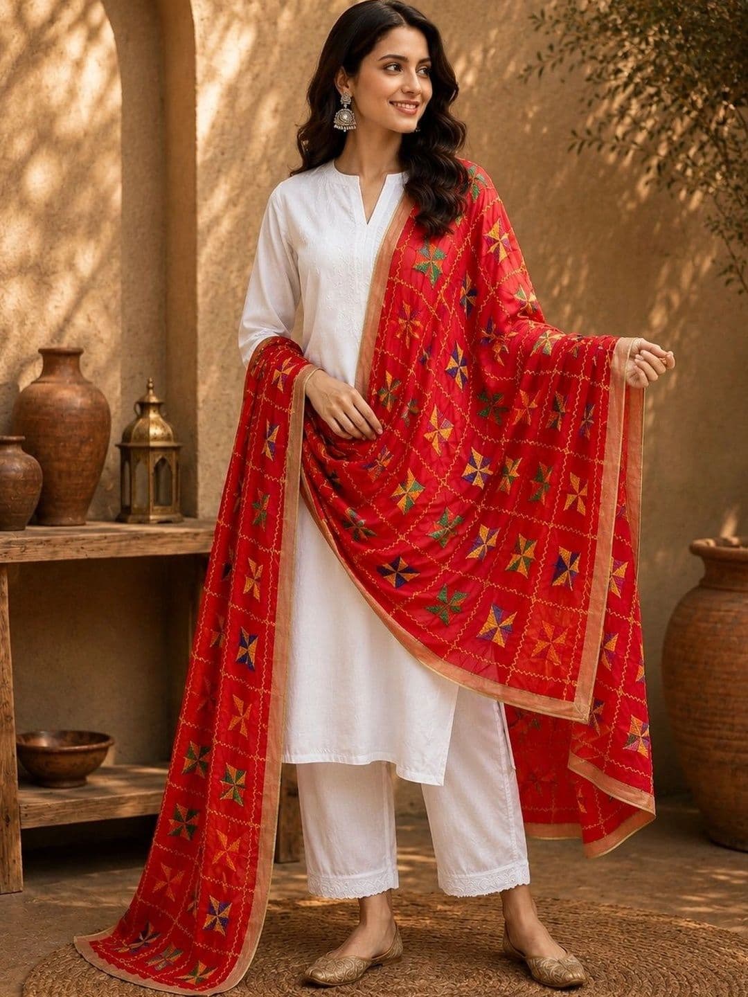 STUTI FASHION Embroidered Dupatta with Thread Work - view 1