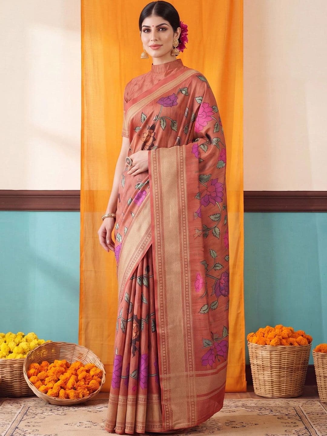 Anouk Floral Designer Saree thumbnail 3