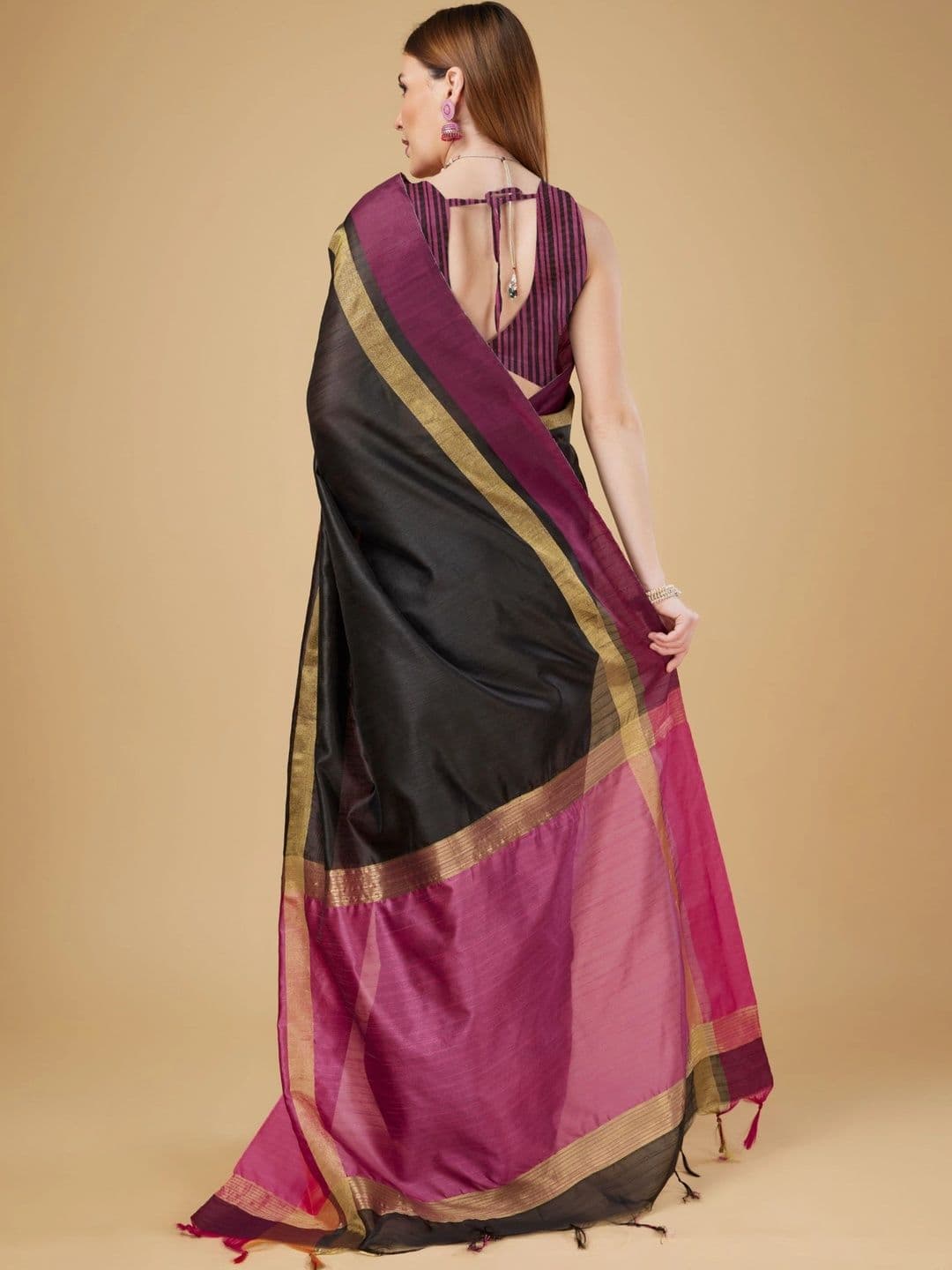 DIVASTRI Striped Zari Silk Cotton Designer Khadi Saree thumbnail 4