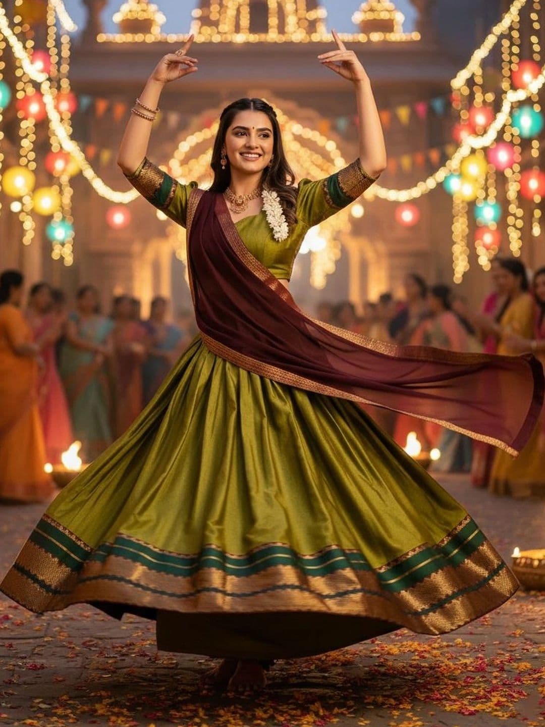 HERE&NOW Unstitched Lehenga & Blouse With Dupatta thumbnail 5