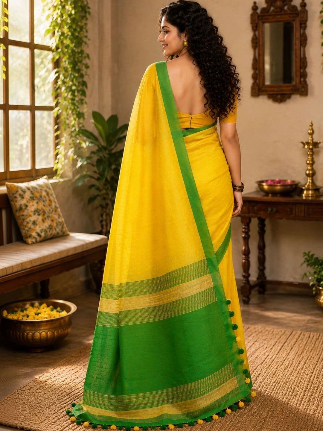 Crochetin Striped Handloom Saree thumbnail 4