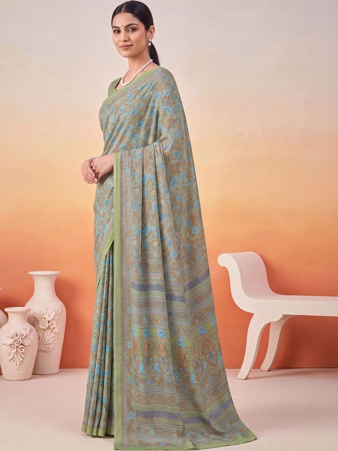 Anouk Paisley Poly Crepe Designer Saree thumbnail 5