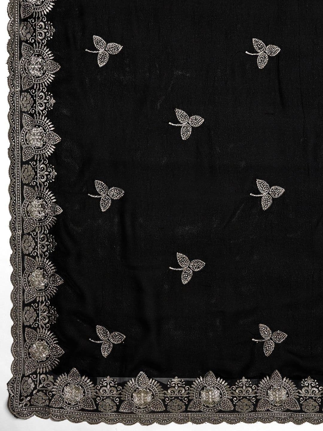 Leelavati Women Ethnic Motifs Embroidered Pure Georgette Saree thumbnail 4