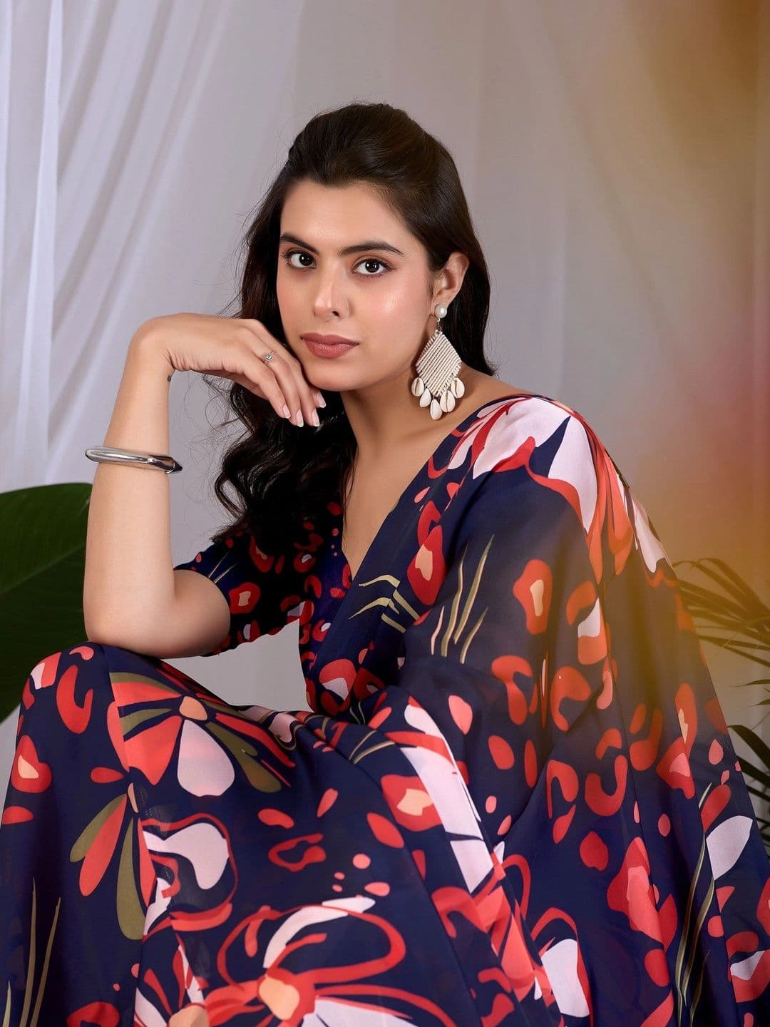 LeeliPeeri Designer Floral Satin Designer Saree thumbnail 3