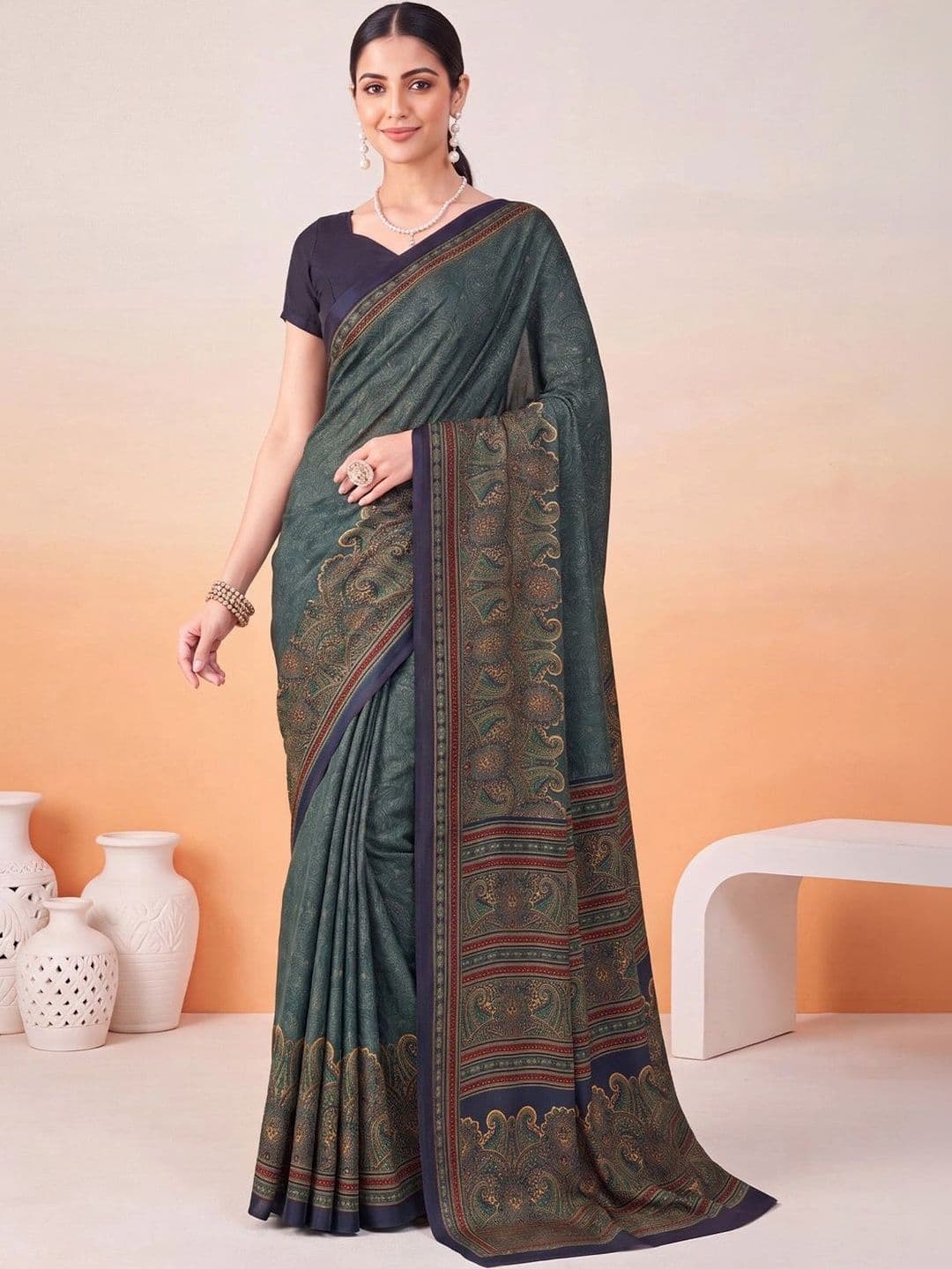 Anouk Ethnic Motifs Poly Crepe Designer Saree - view 1