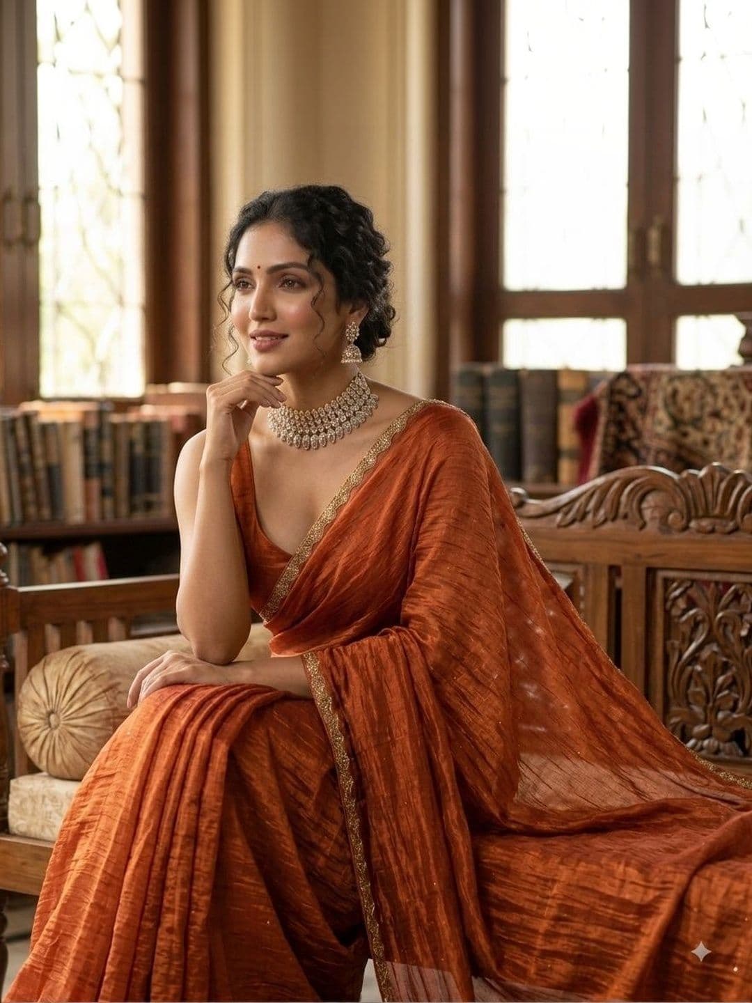Akshmi Creation Satin Saree thumbnail 4