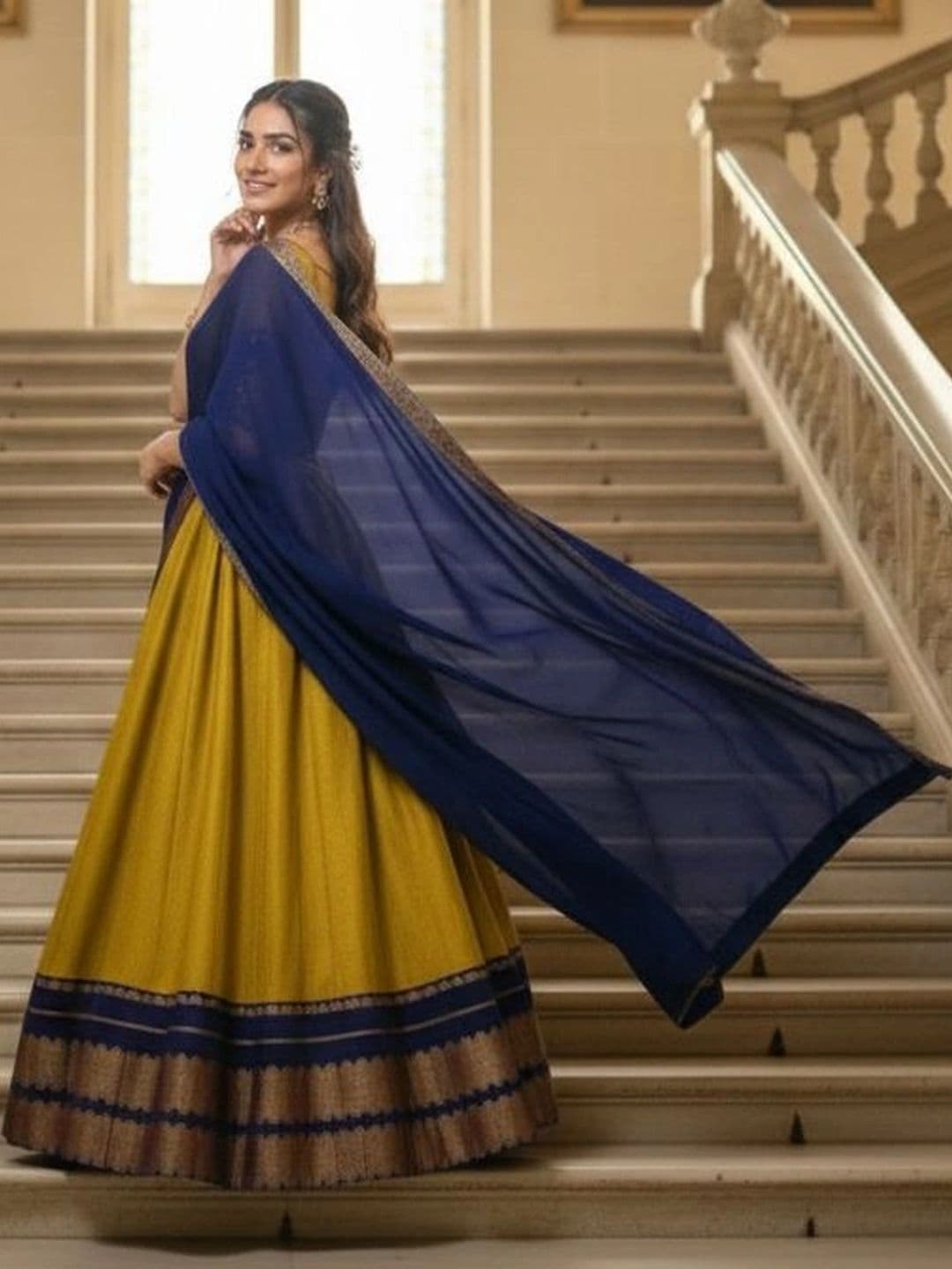 HERE&NOW Unstitched Lehenga & Blouse With Dupatta thumbnail 5