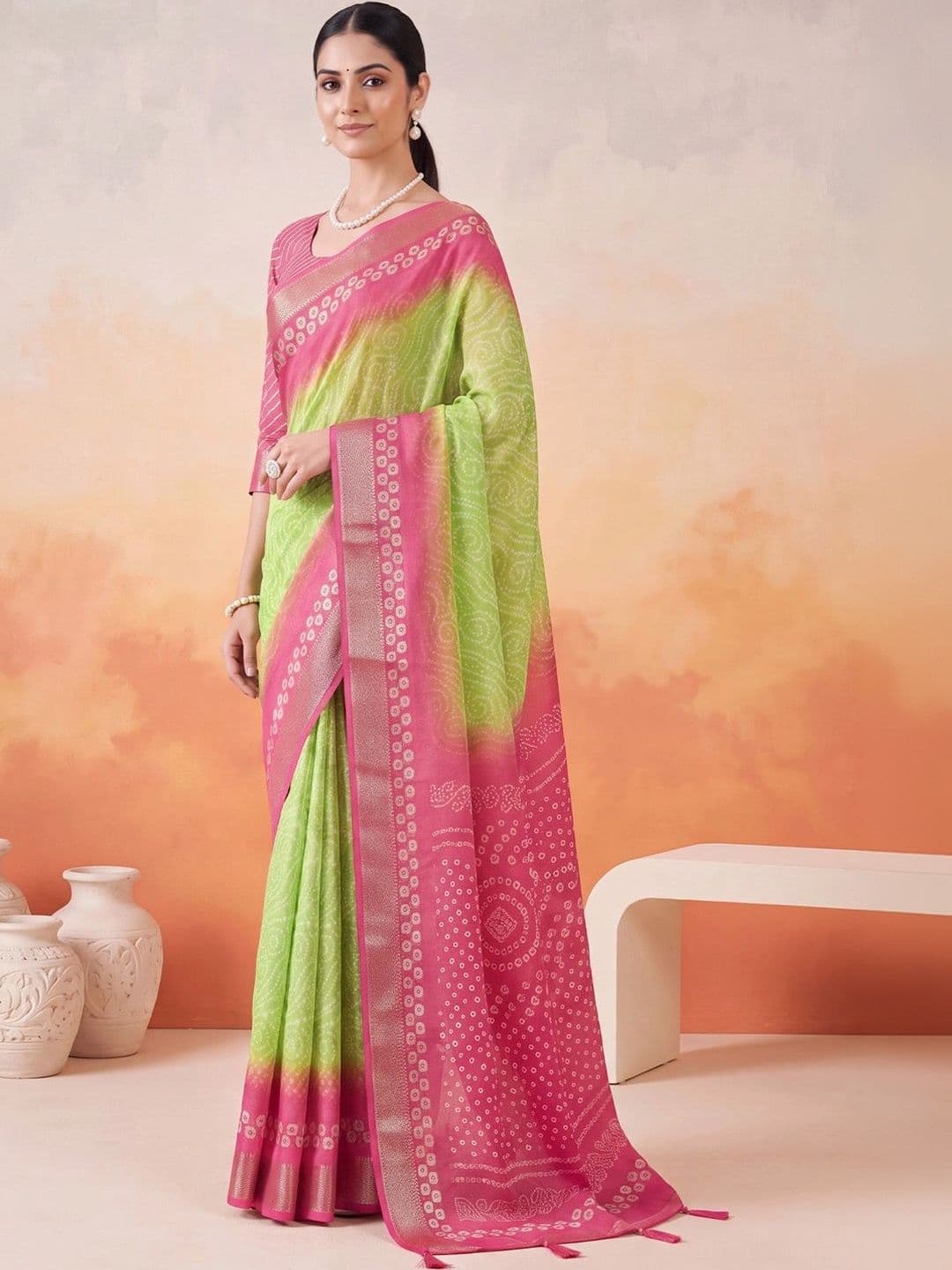 Anouk Bandhani Designer Bandhani Saree thumbnail 4