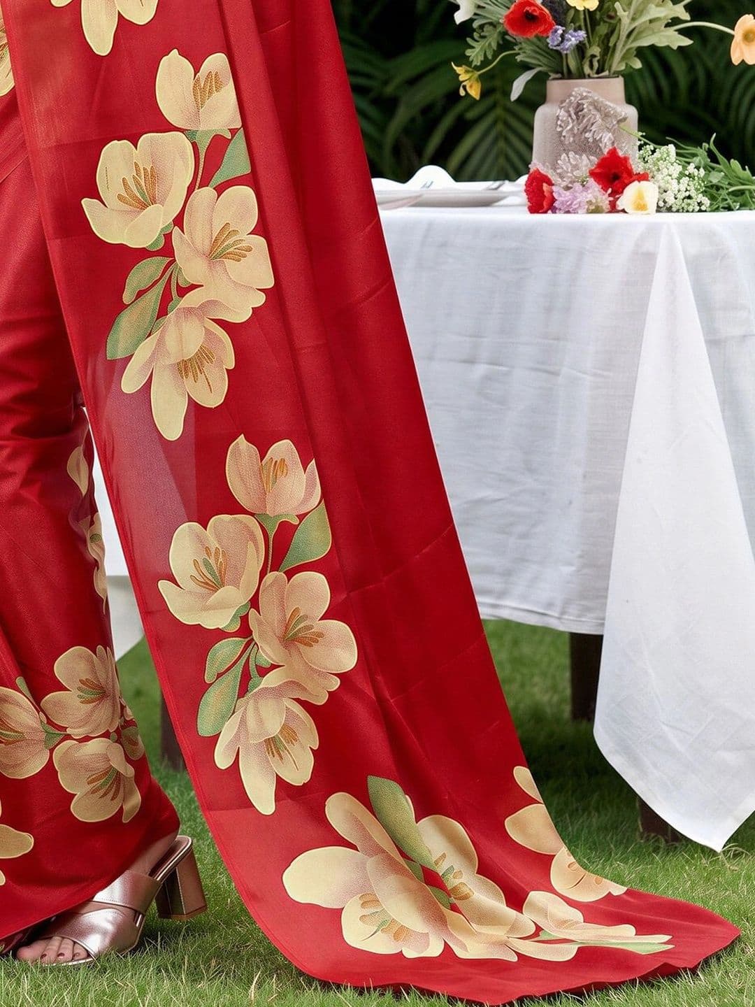 Anouk Floral Poly Crepe Designer Saree thumbnail 3