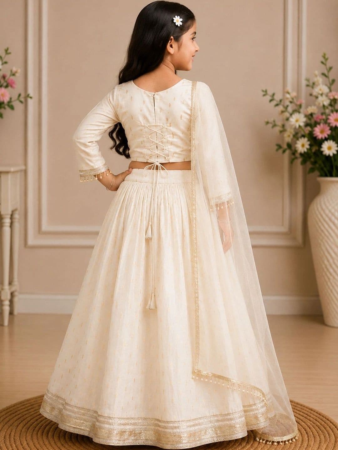 KALINI Girls Embroidered Sequinned Ready to Wear Lehenga & Blouse With Dupatta thumbnail 4