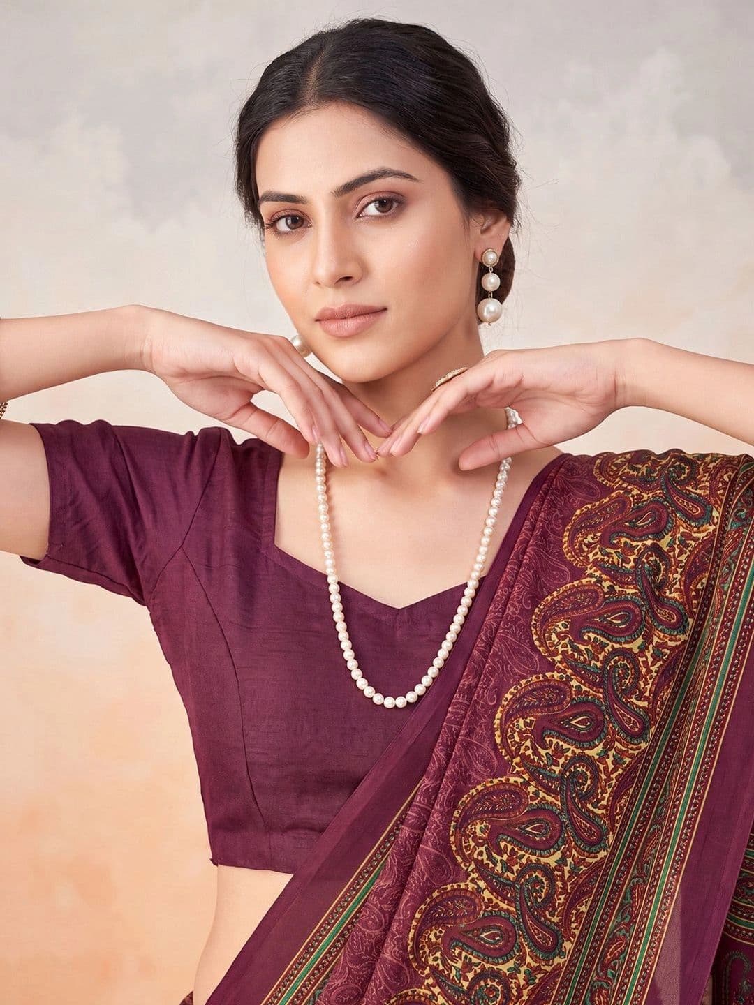 Anouk Paisley Poly Crepe Designer Saree thumbnail 4
