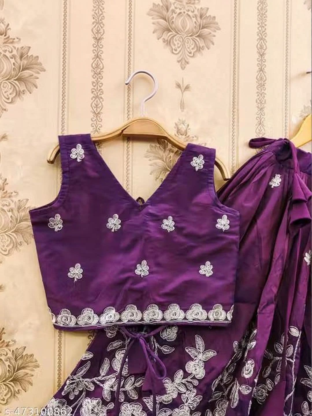 KALINI Girls Embroidered Thread Work Ready to Wear Lehenga & Blouse With Dupatta thumbnail 6