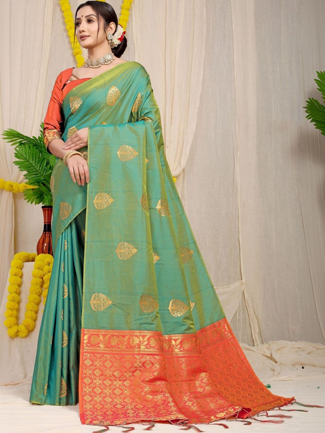 Dhaaga Ghar Woven Design Zari Art Silk Banarasi Saree - view 1