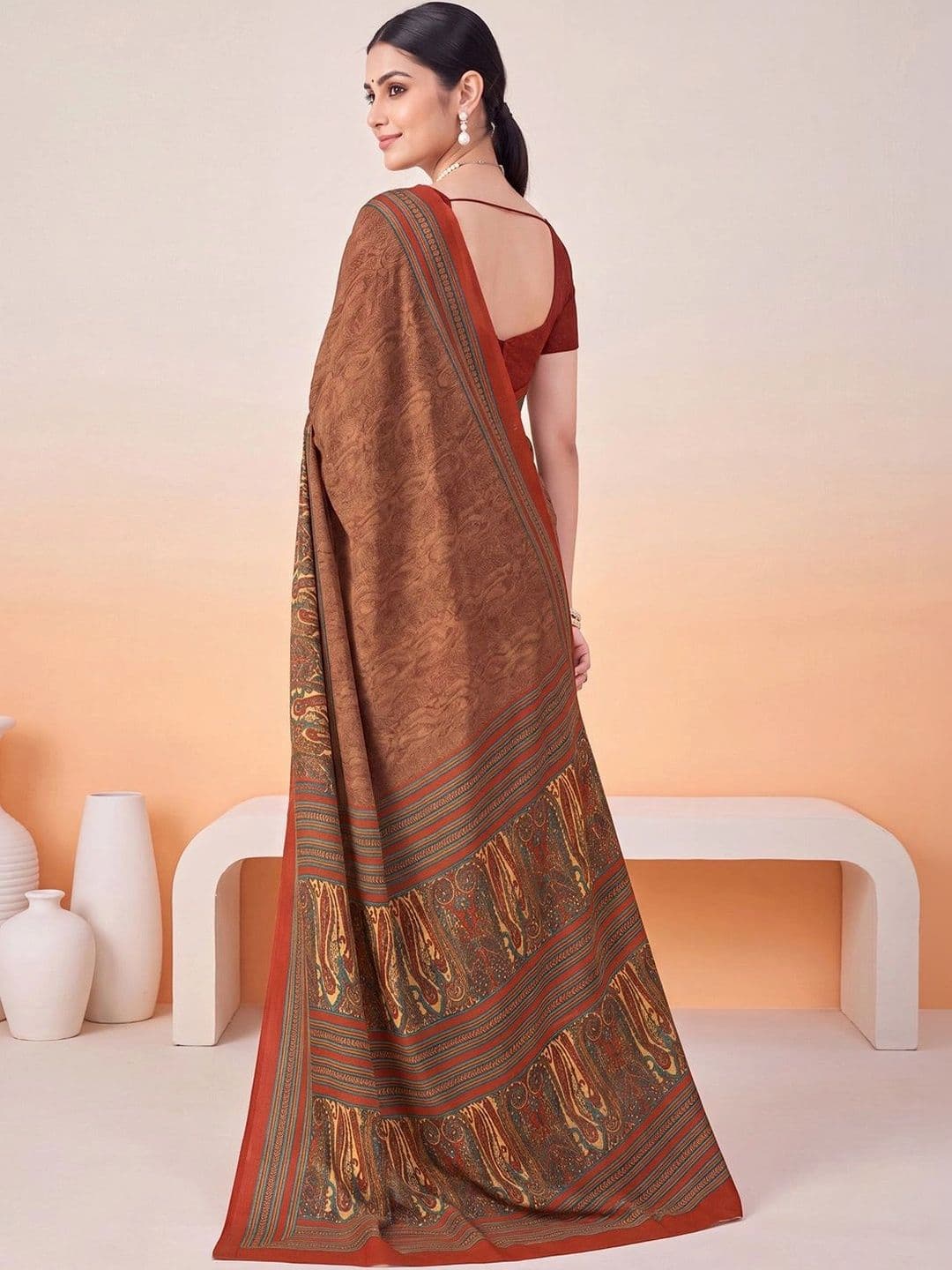 Anouk Paisley Poly Crepe Designer Saree thumbnail 2