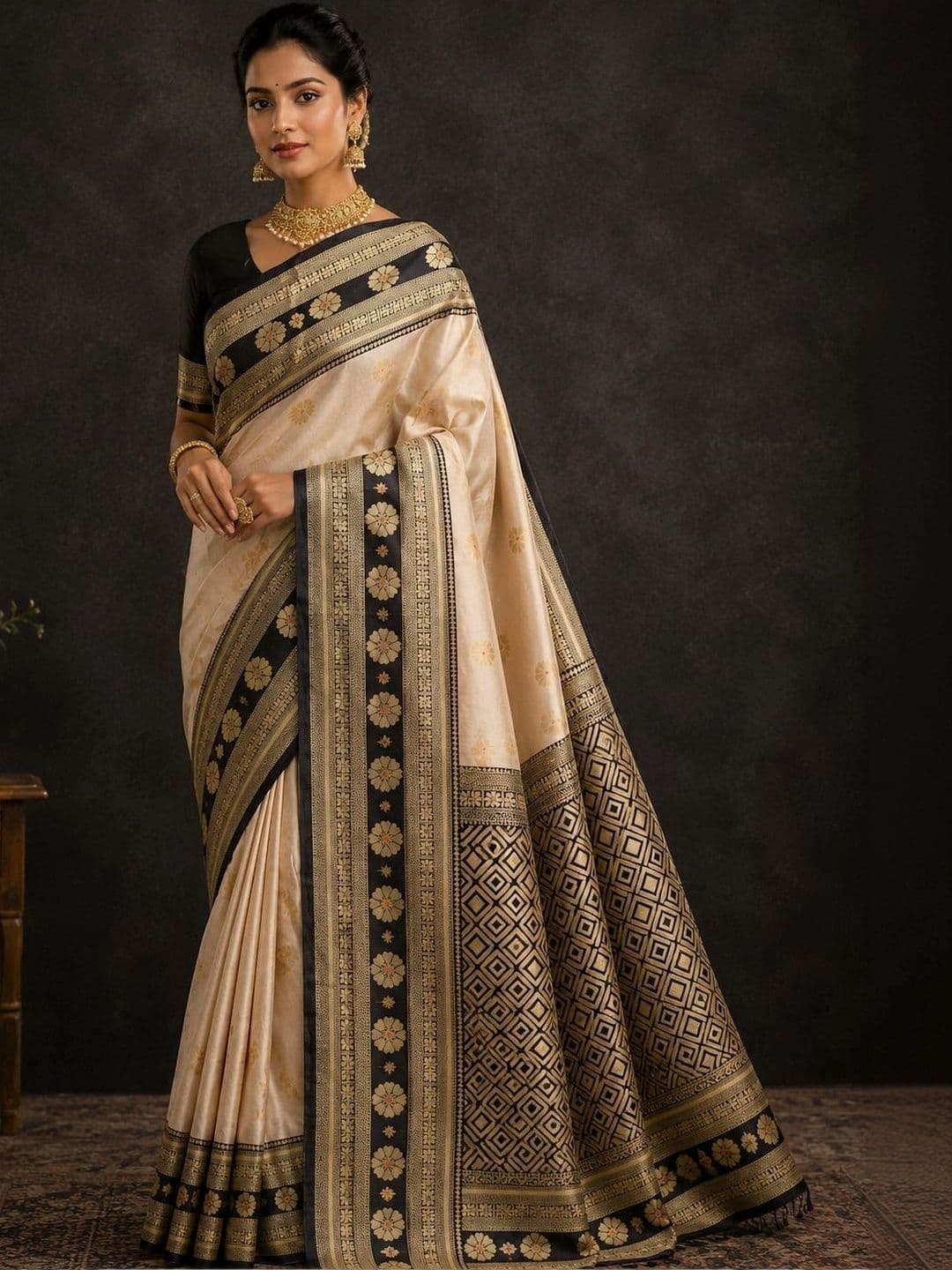 aeriebier Woven Design Zari Silk Blend Banarasi Saree - view 1