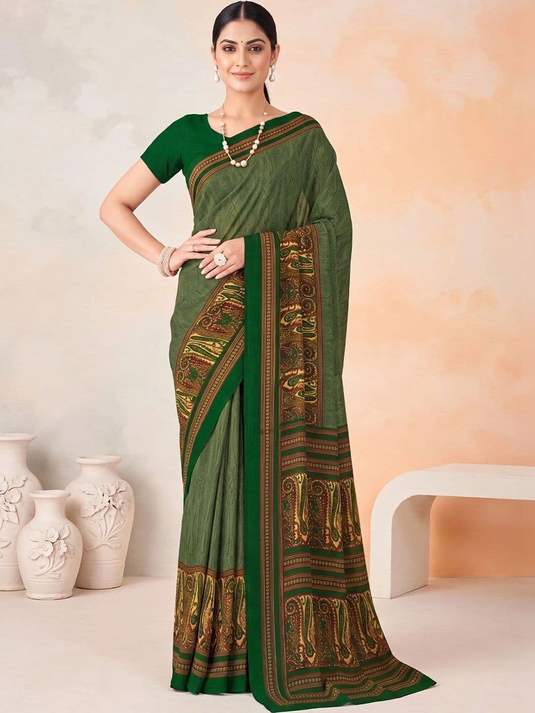 Anouk Paisley Poly Crepe Designer Saree - view 1