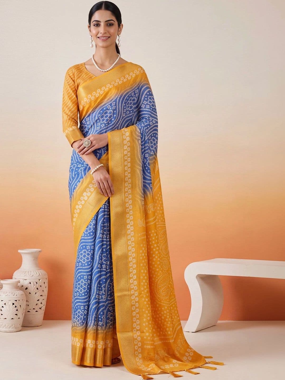 Anouk Bandhani Zari Designer Bandhani Saree - view 1