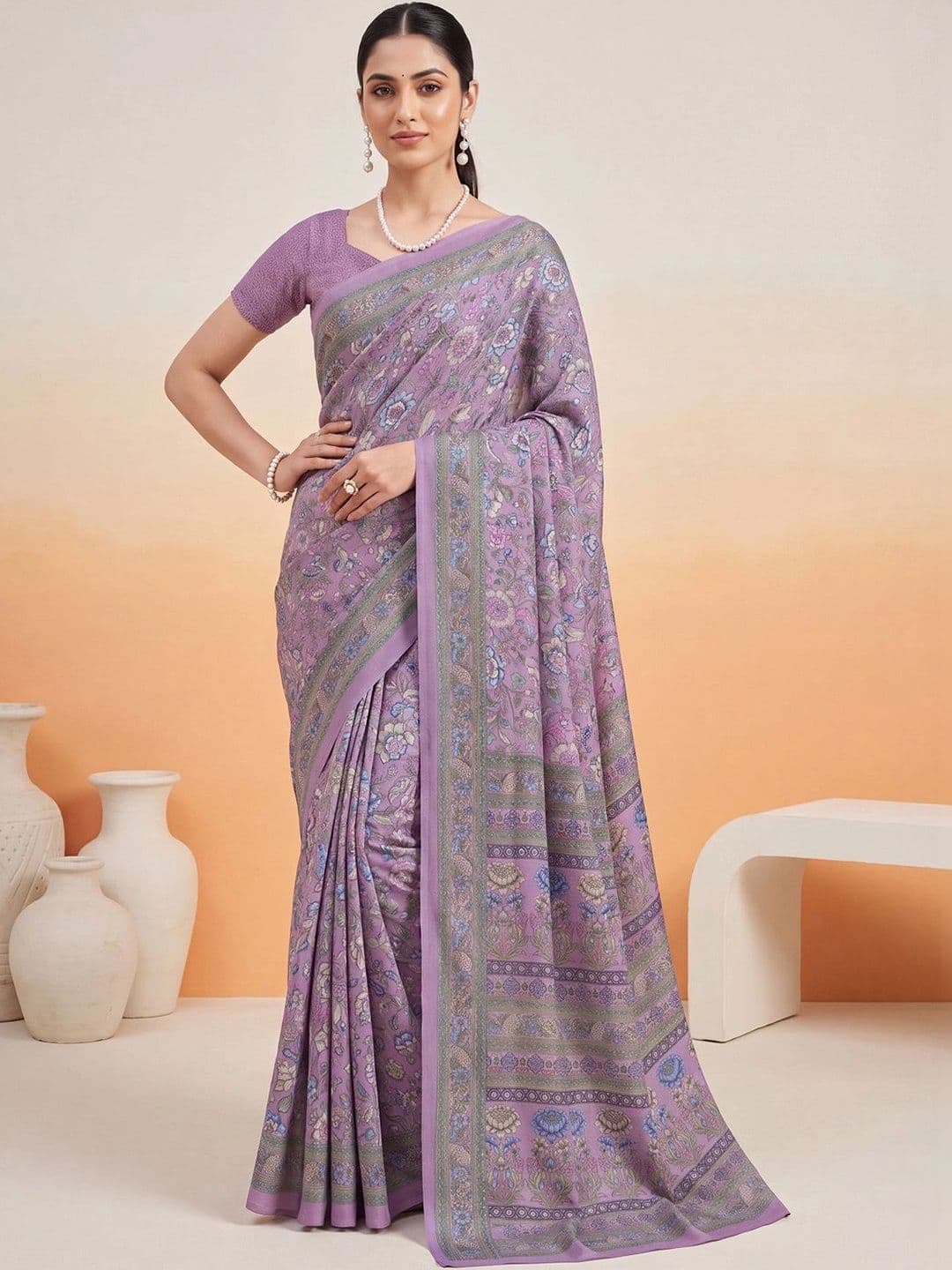 Anouk Floral Poly Crepe Designer Saree thumbnail 6