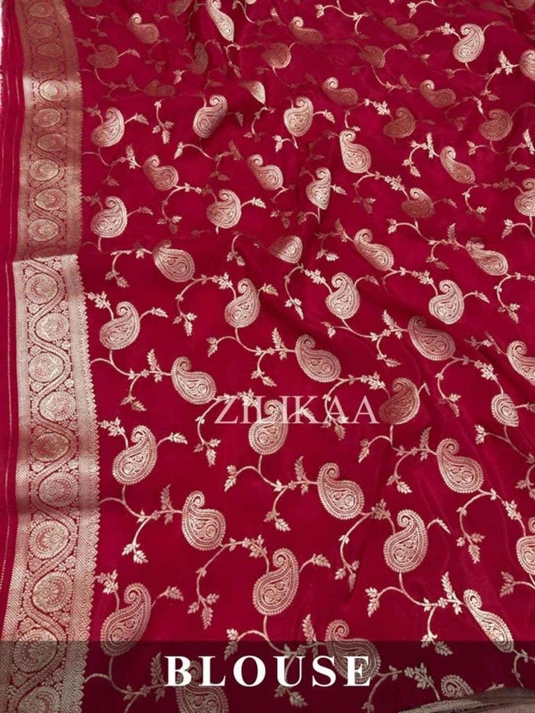 ZELLURE Woven Design Zari Art Silk Kanjeevaram Saree thumbnail 4