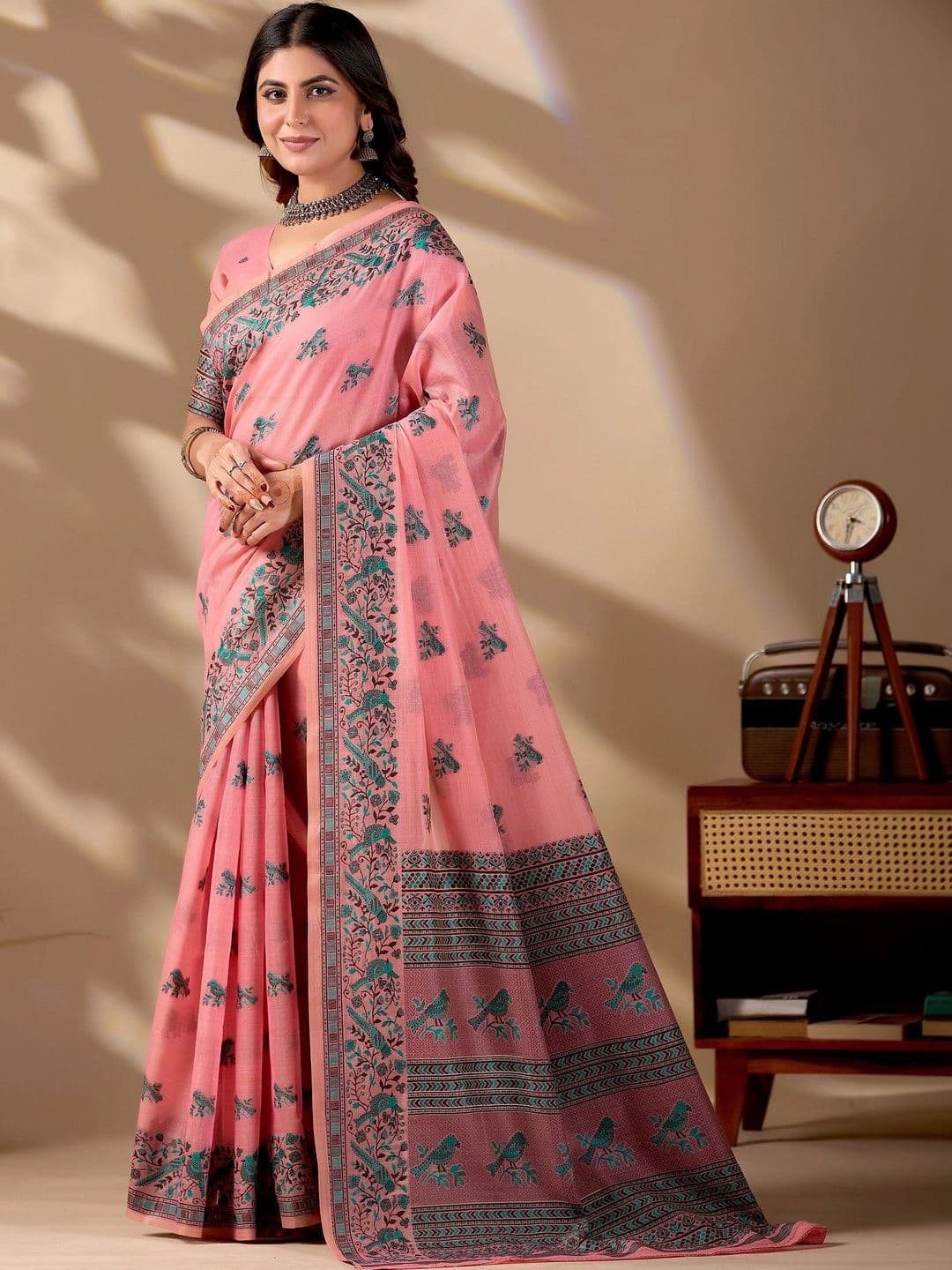 ERIKA Woven Design Pure Cotton Designer Bhagalpuri Saree thumbnail 3