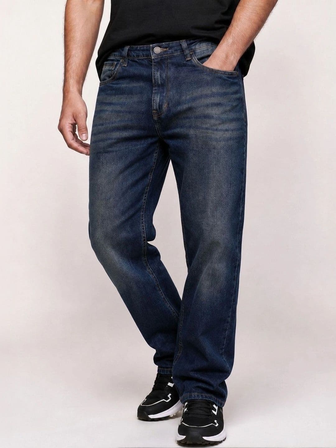 Roadster Men Jean Straight Fit Mid-Rise Mildly Distressed Stretchable Jeans - view 1