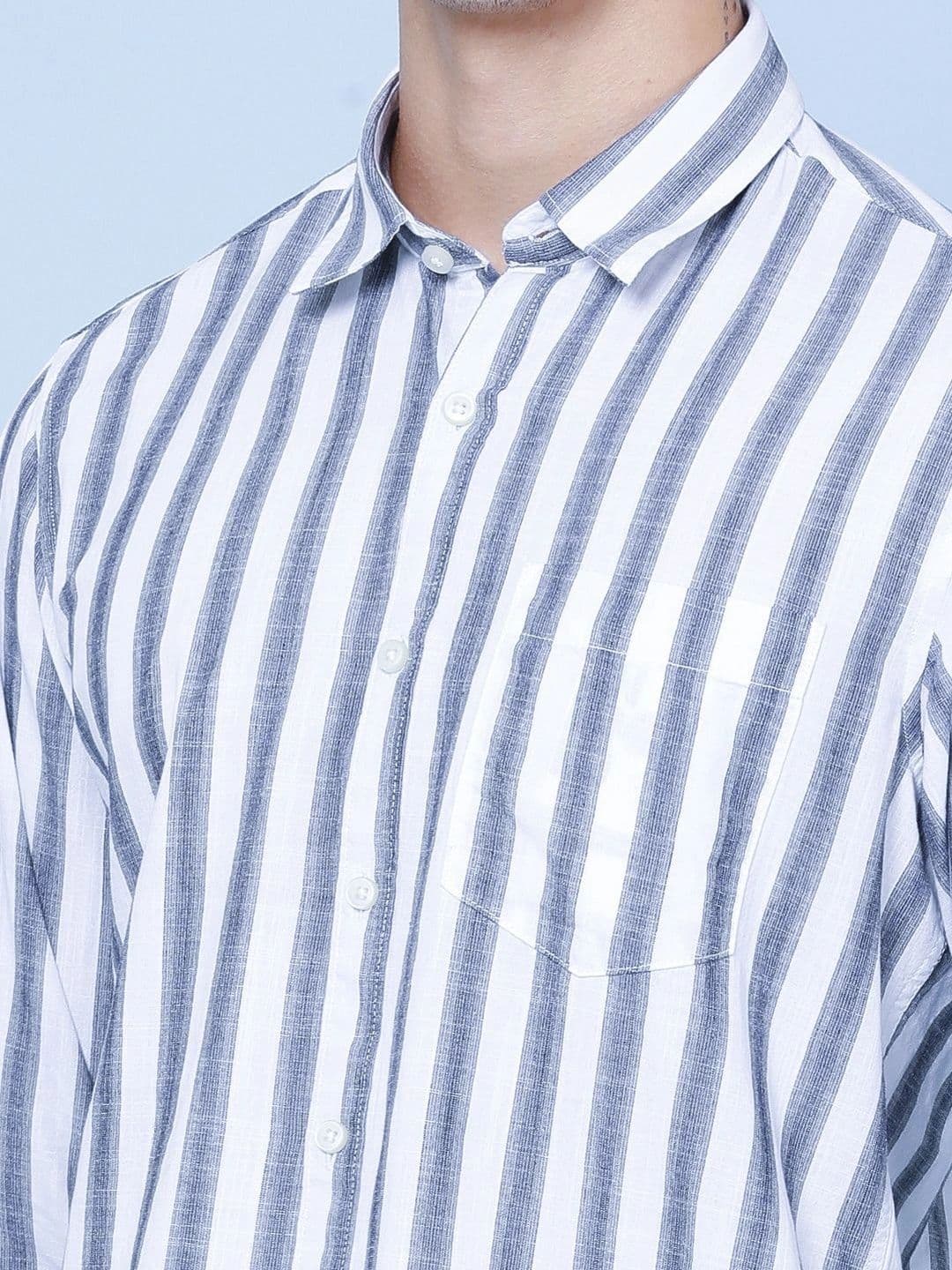 LIMEROAD Men Slim Fit Striped Casual Shirt thumbnail 6